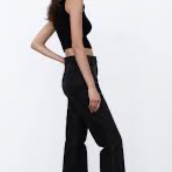 NWT Zara High-Rise Full Length Flare Pant Denim USA 6 - Picture 2 of 9